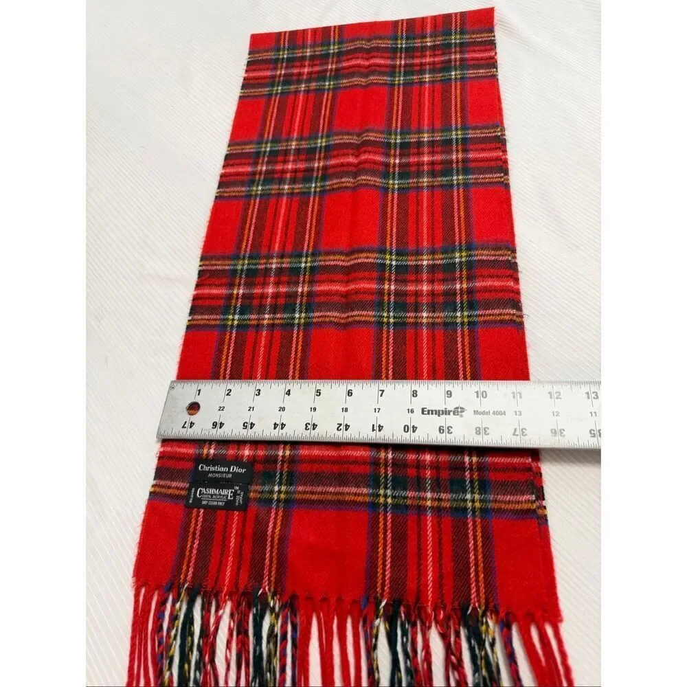 Christian Dior Monsieur Red Plaid Scarf